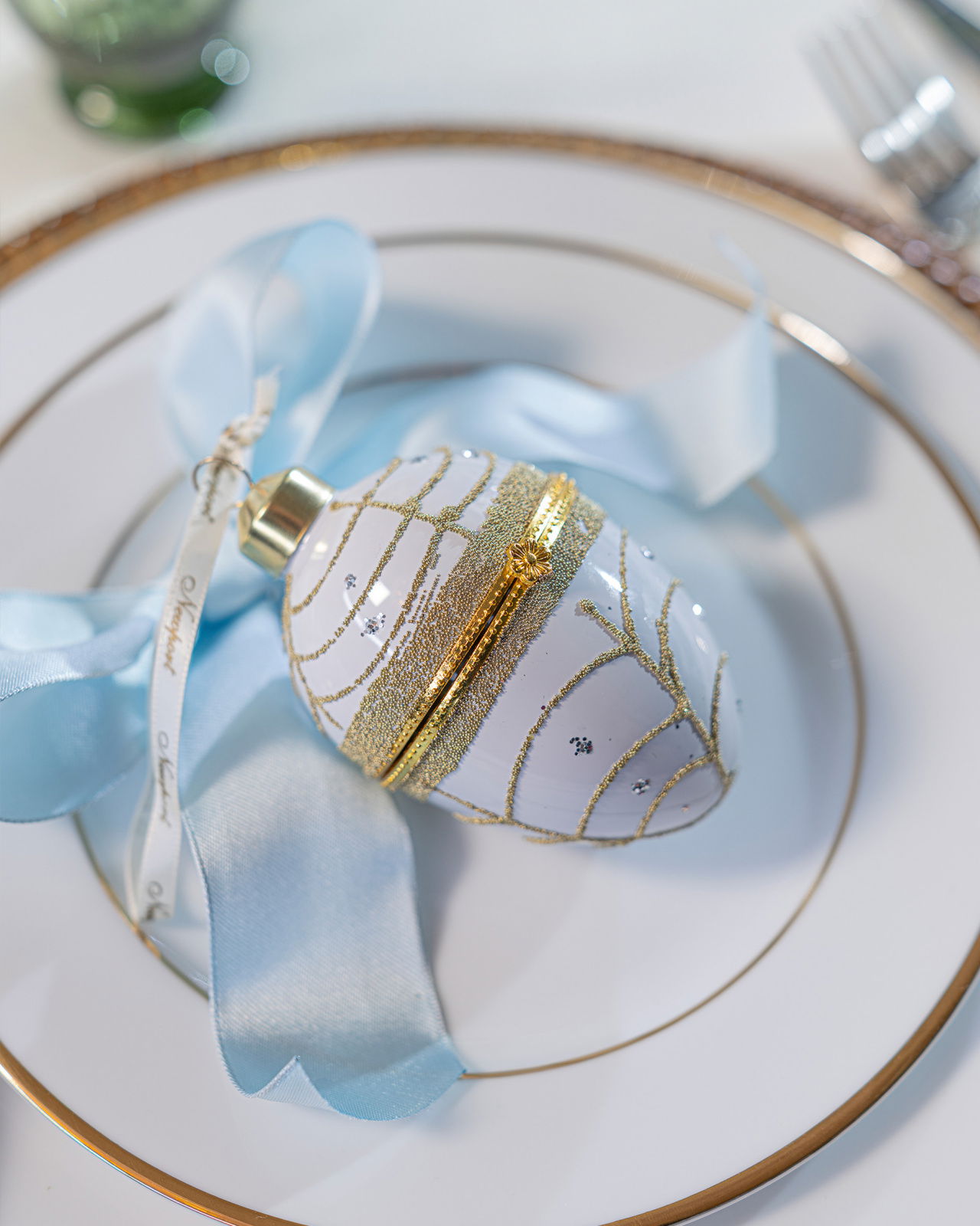 William Fabergé Egg Ornament White