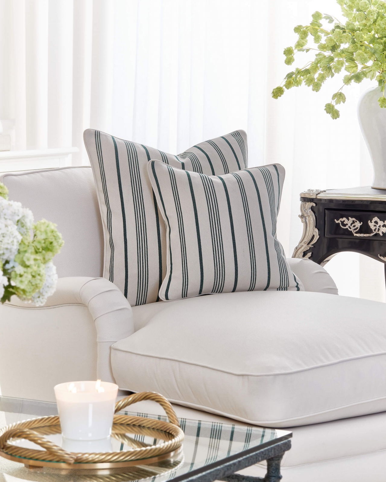 Glenda kuddfodral grön/vit