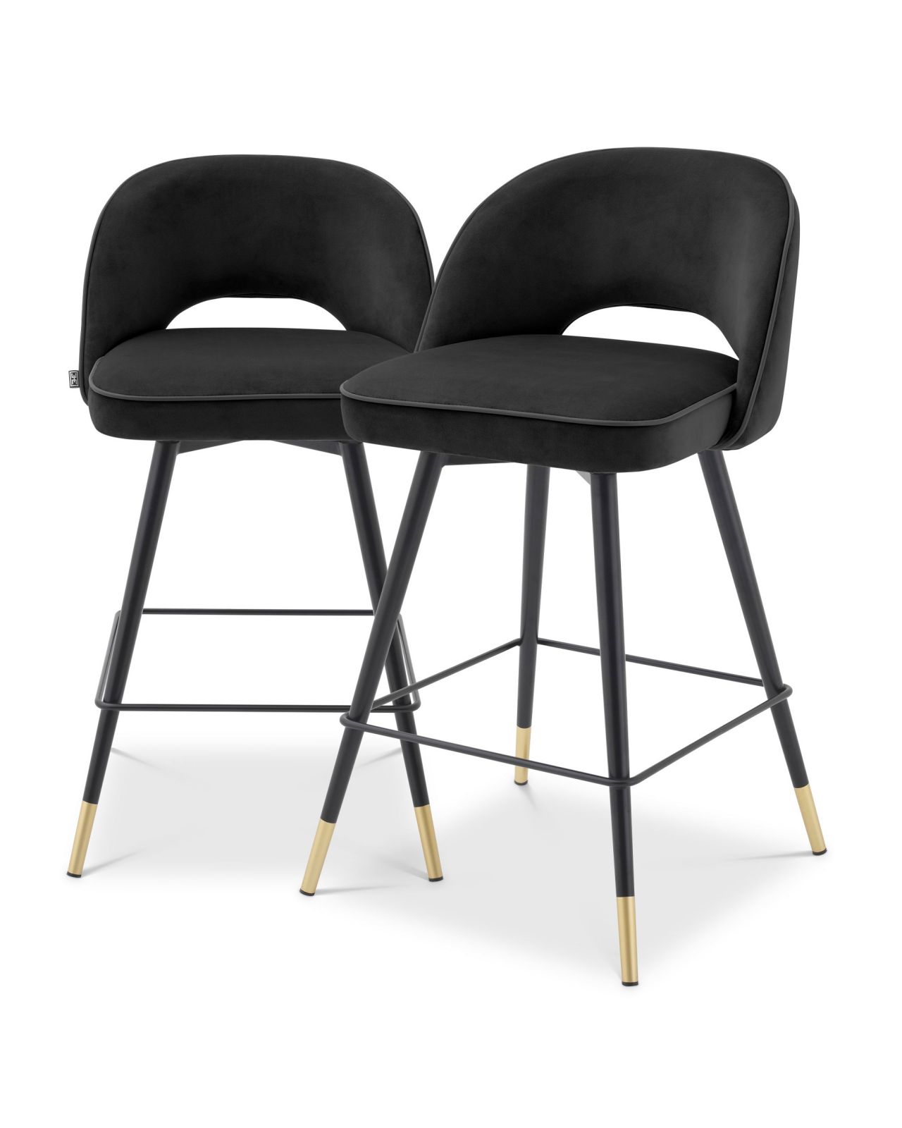 Cliff counter stool roche black velvet set of 2