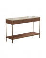 Erin Console Table Brass Walnut Beige