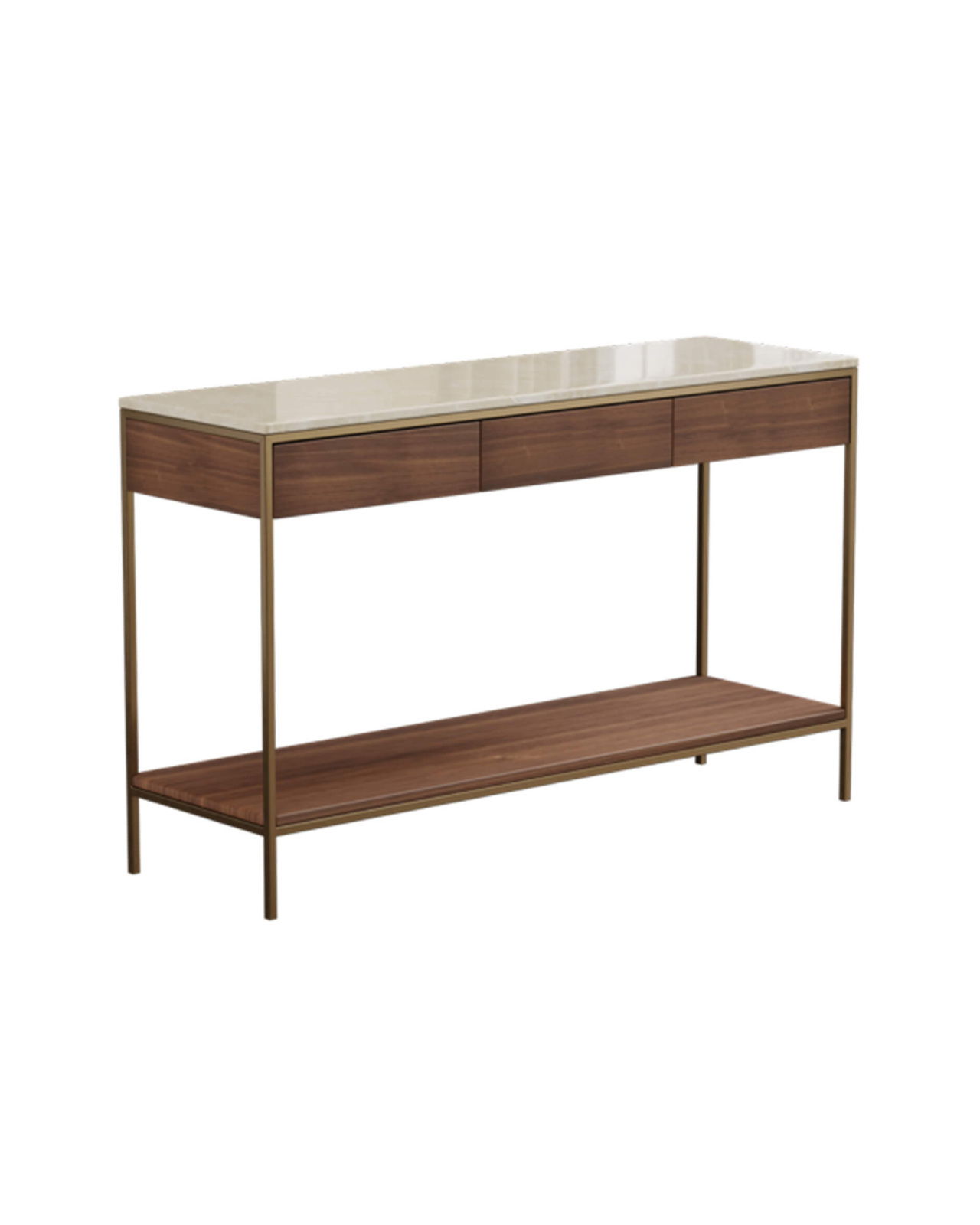Erin Console Table Brass Walnut Beige