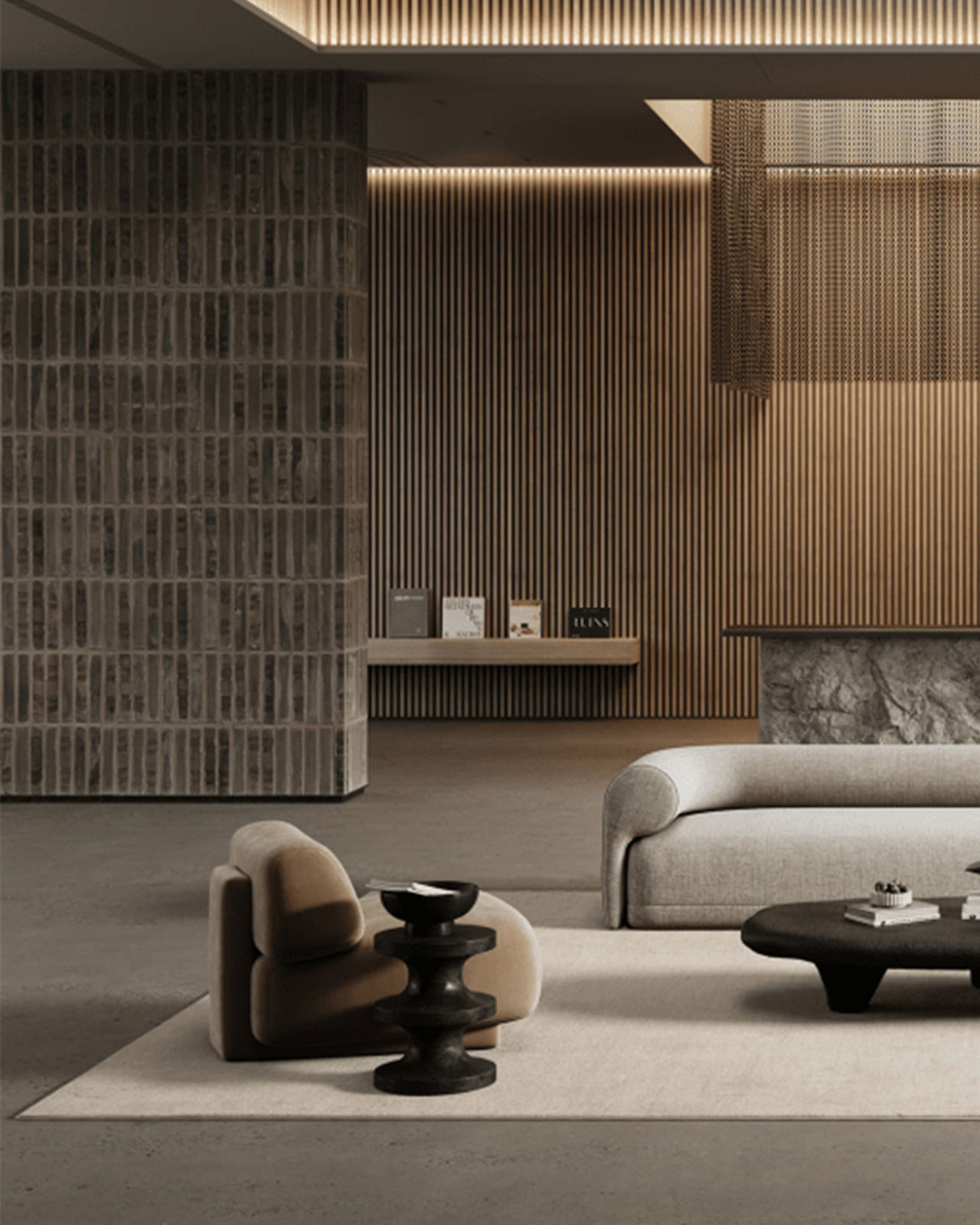 Lobby rug with edging off-white