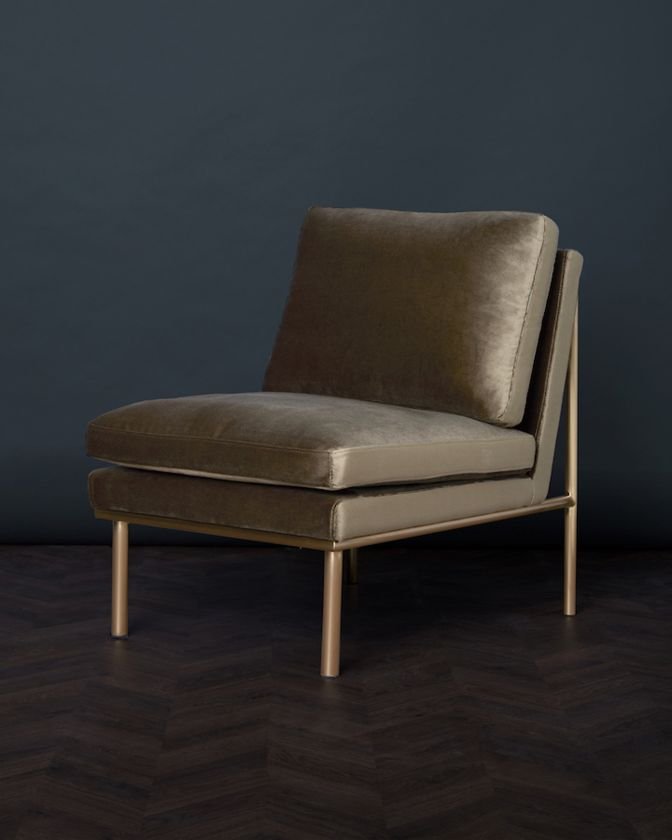 April lounge chair olive / brass