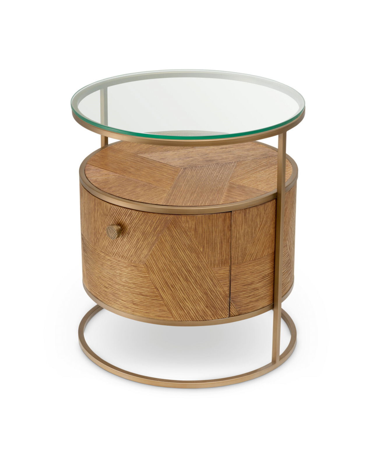 Velutto Side Table Oak Veneer Brass