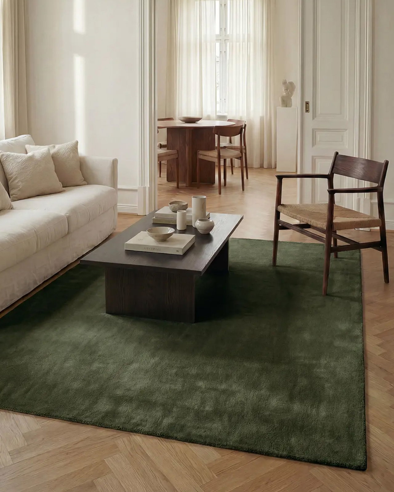 Solid vloerkleed forest green