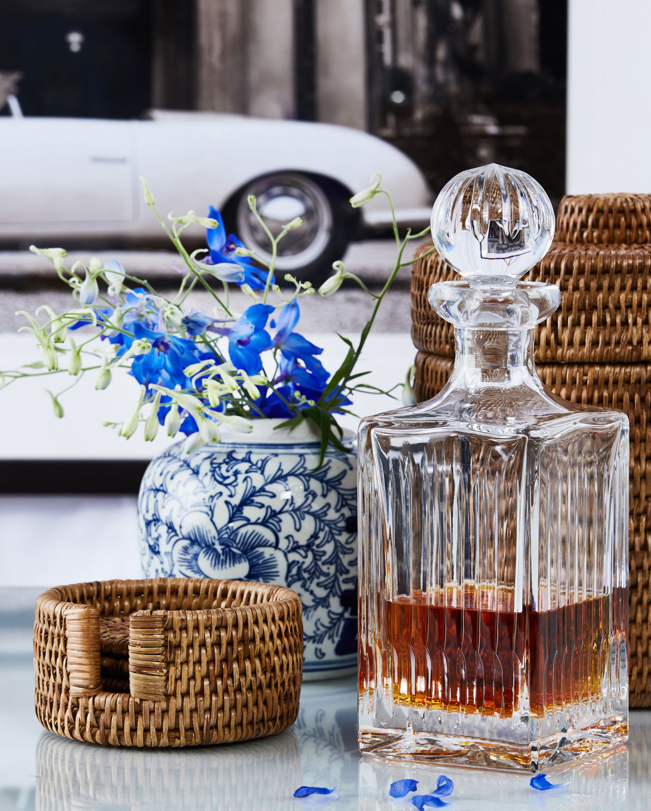 Antique glasunderlägg rotting rund 6-pack