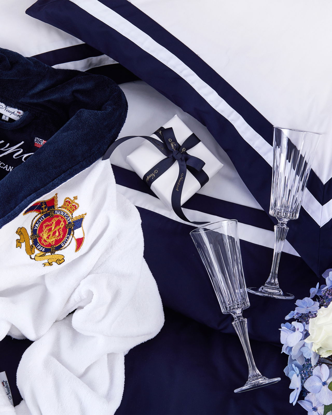 Belgravia påslakan vit/blå