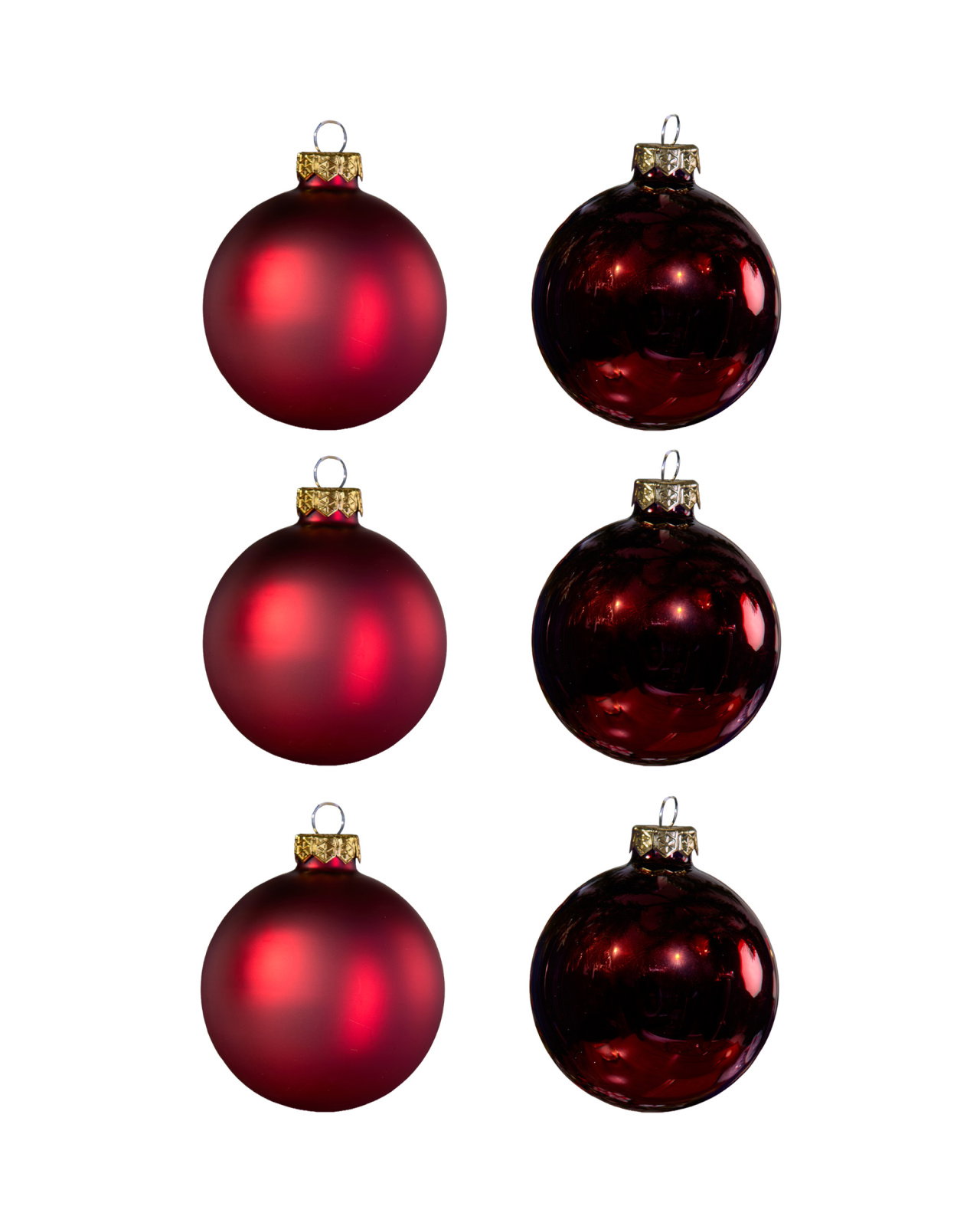 Juliette burgundy Christmas baubles 6-pack