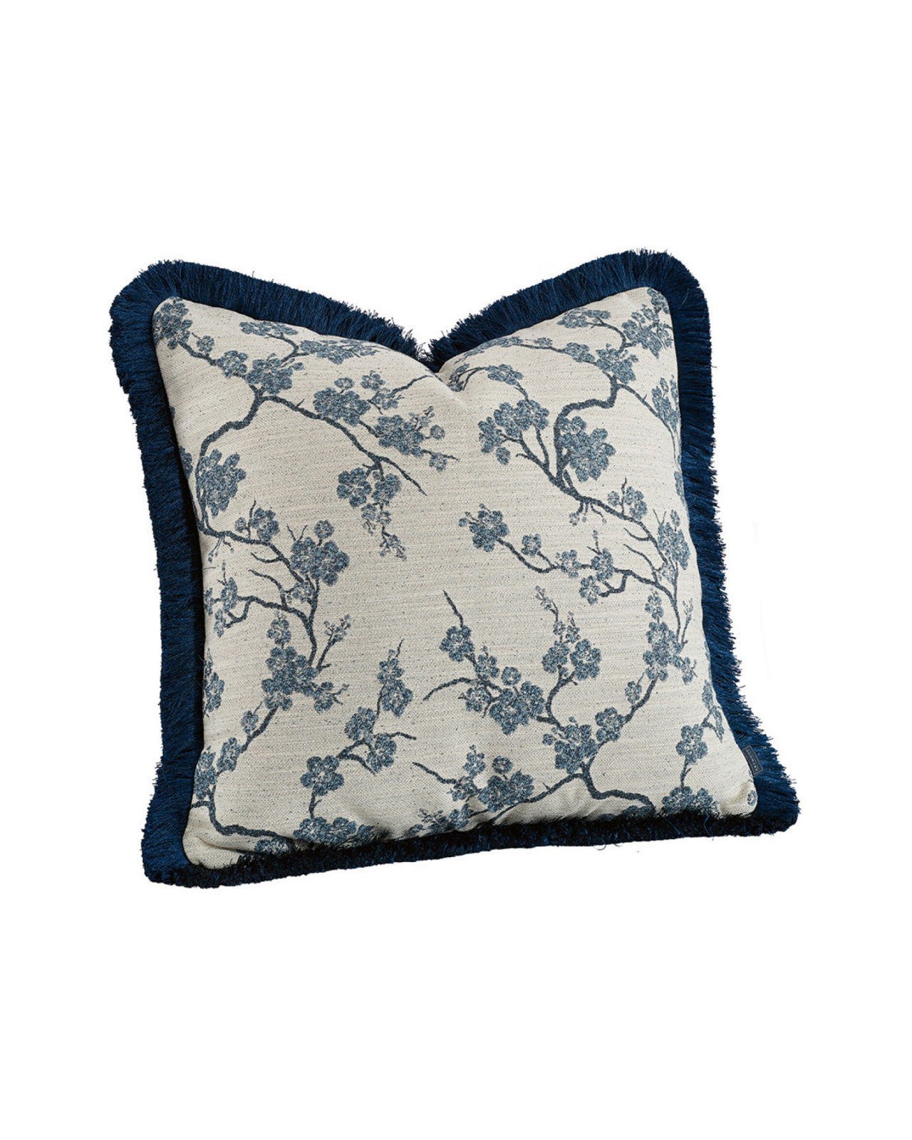 Sakura cushion cover fringed blue