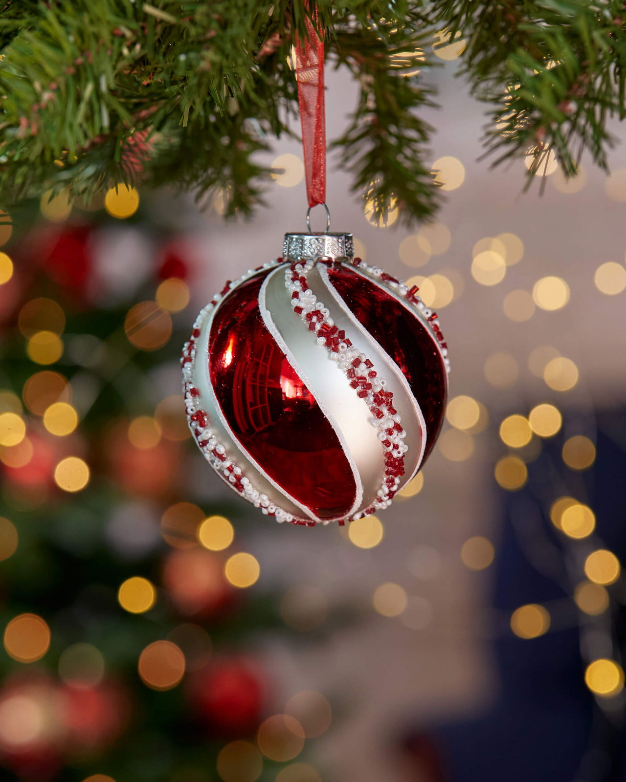Selena Weihnachtskugel Rot/Silber