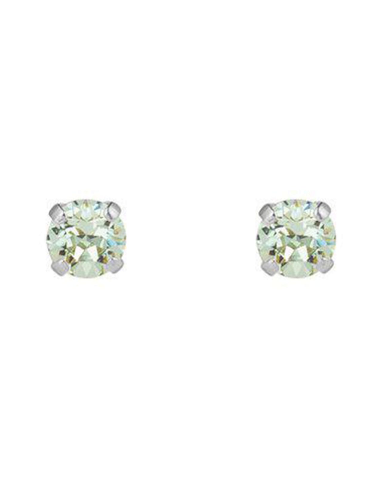 Mini stud earrings chrysolite rhodium