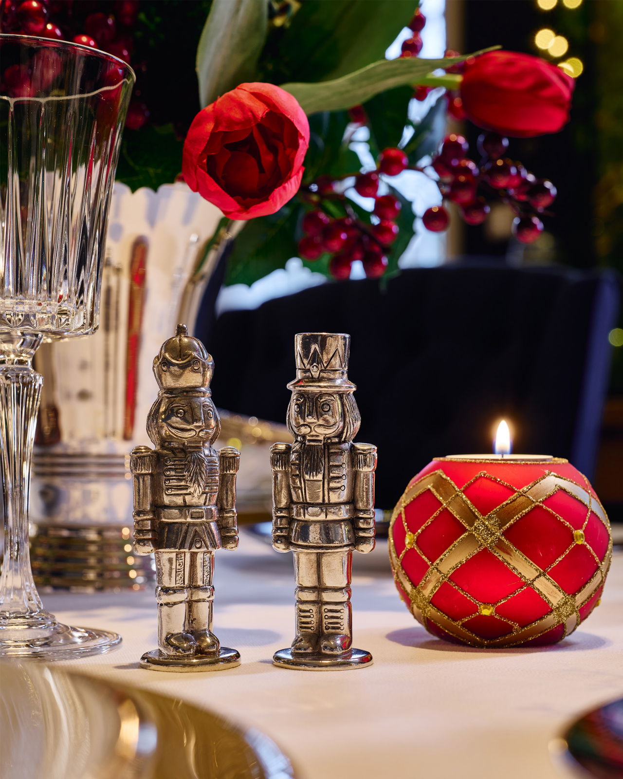 Mariette windlicht rood/goud