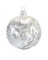 Lux Sparkling Leaves kerstbal zilver