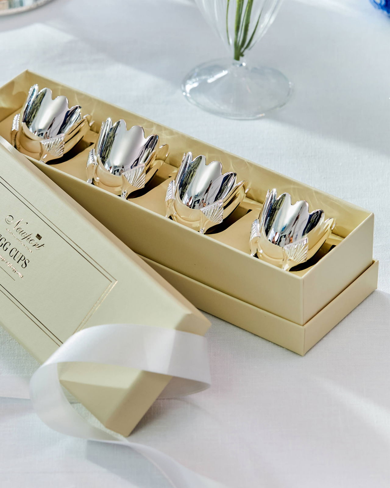 Äggkoppar silver 4-pack