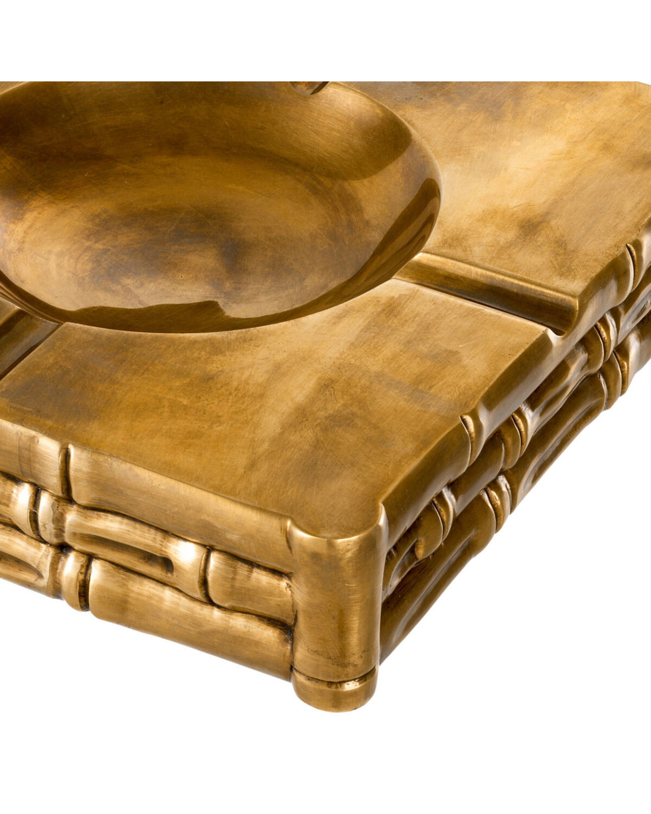 Ashtray Bamboo Vintage Brass