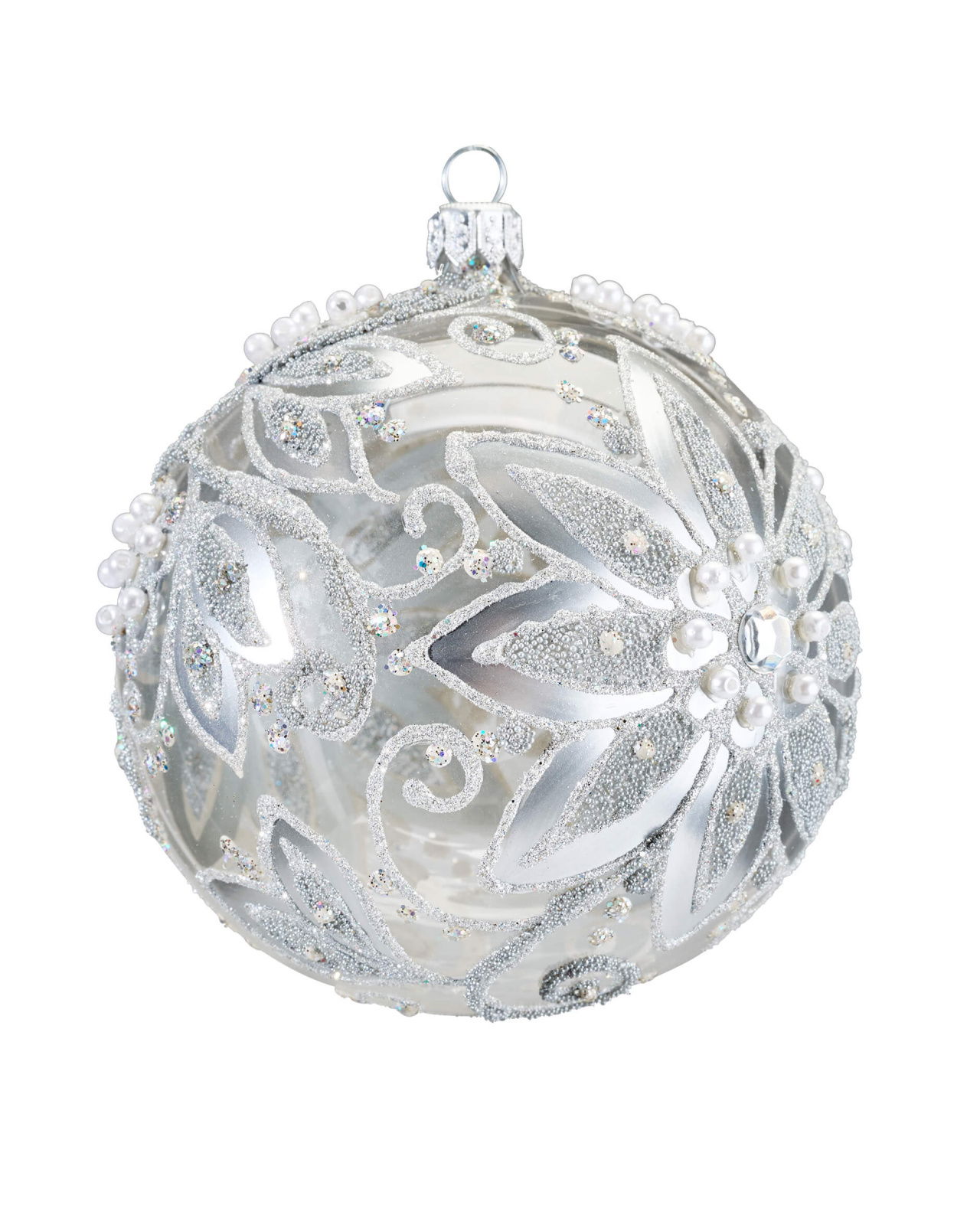Lux Aurelia -joulupallo, hopea/kirkas lasi