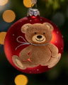 Melvin teddybeer, kerstbal rood