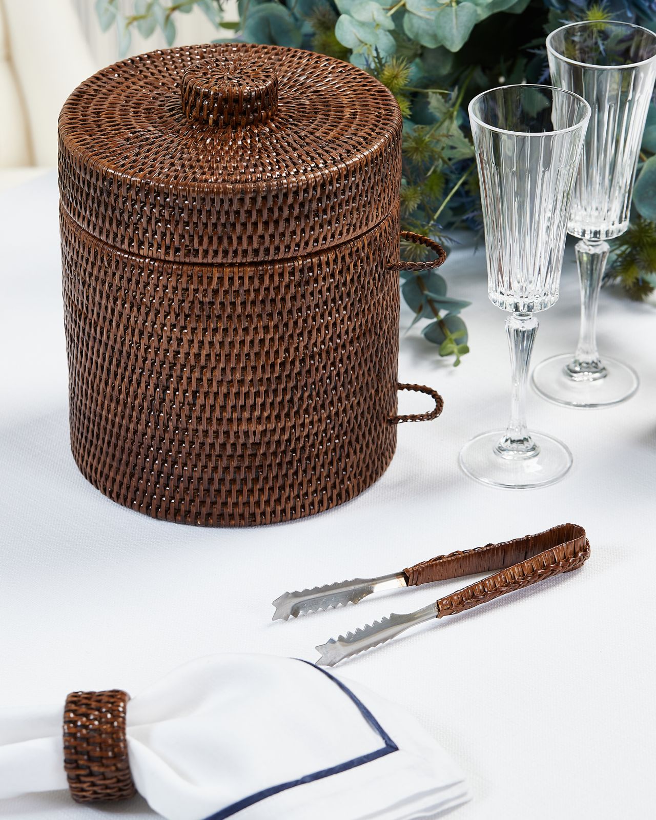 Cognac ice bucket rattan - Newport