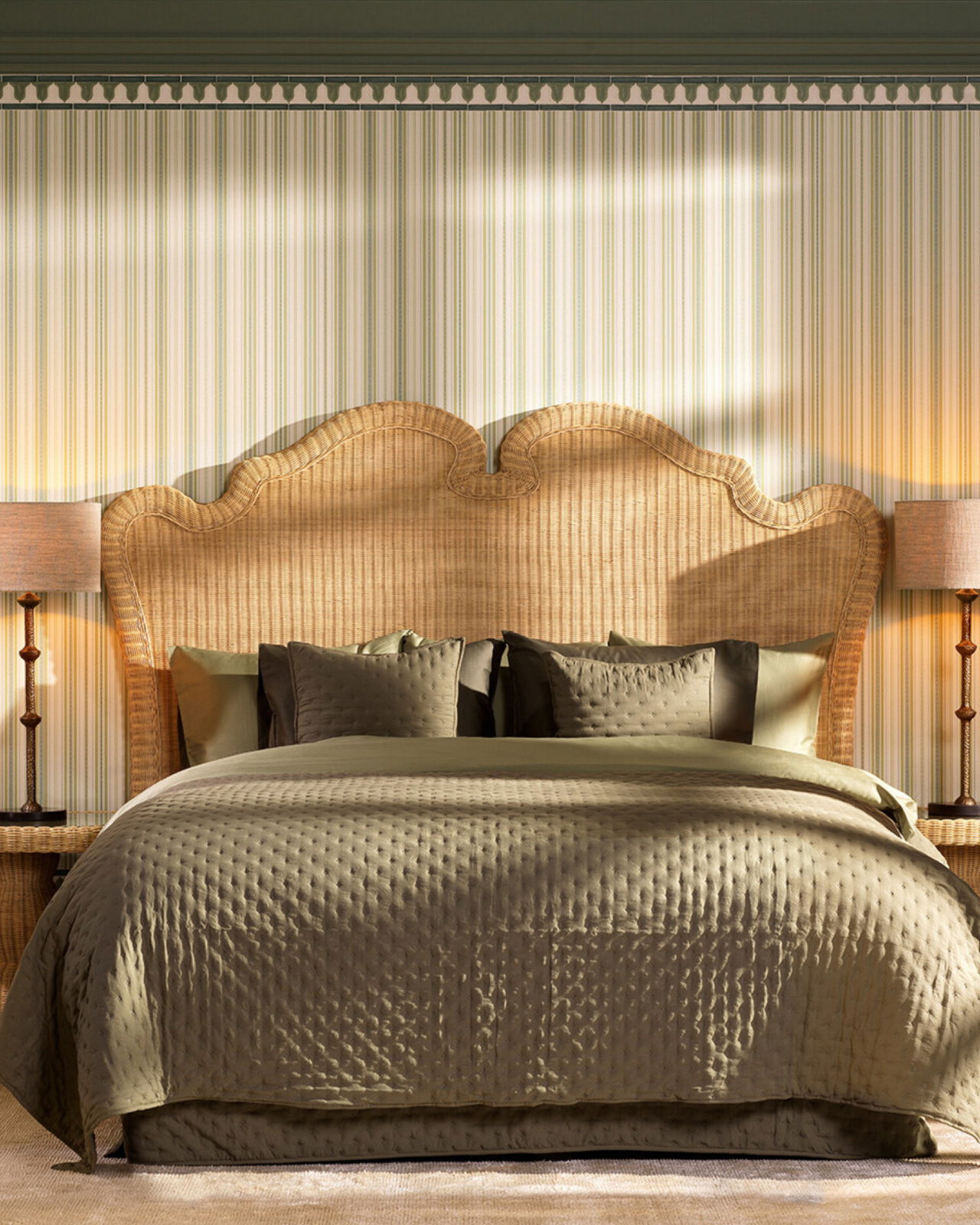 Boudoir hoofdbord van rotan