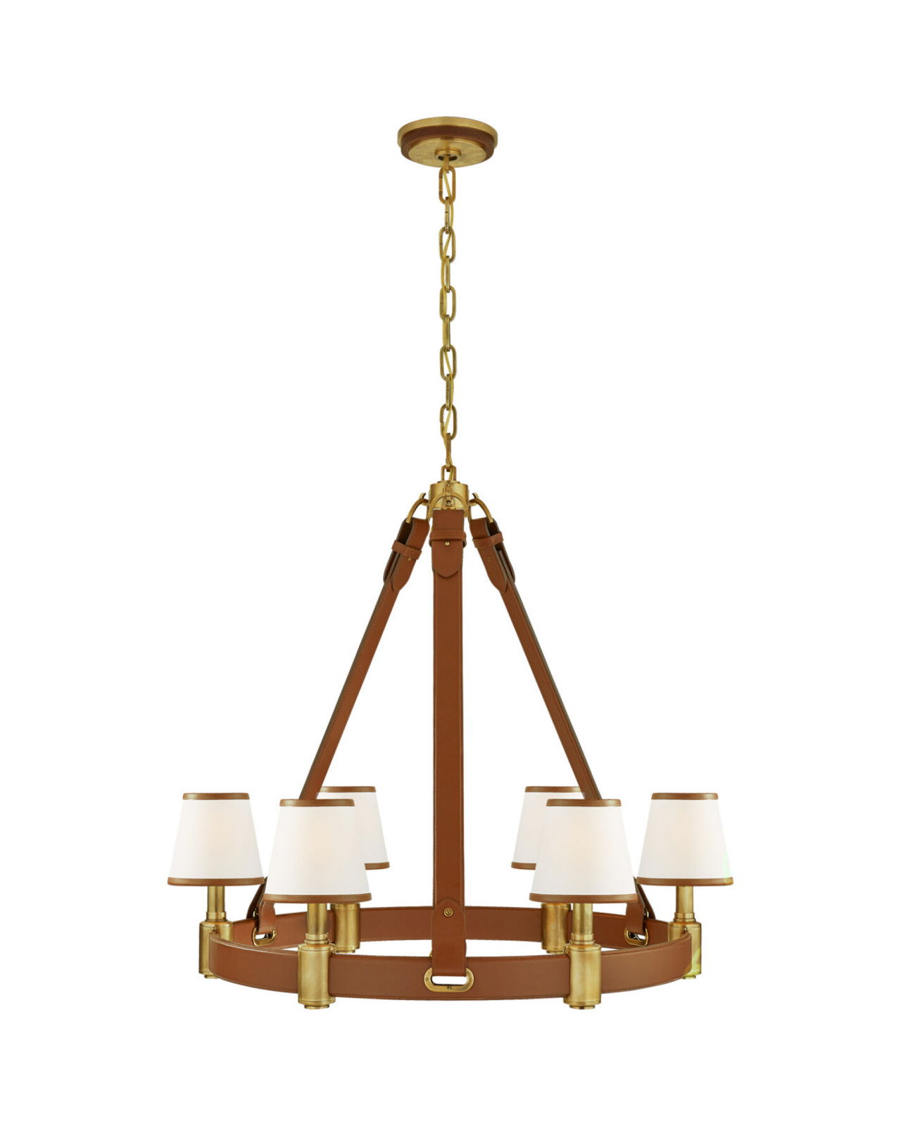 Riley Ring Chandelier Natural Brass/Saddle Leather