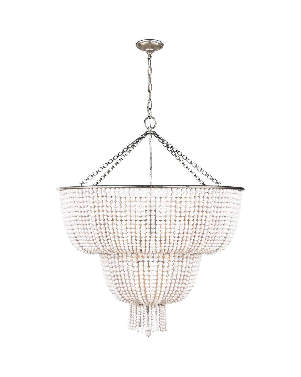 Jacqueline Two-Tier Chandelier Burnished Silver Leaf/White Acrylic