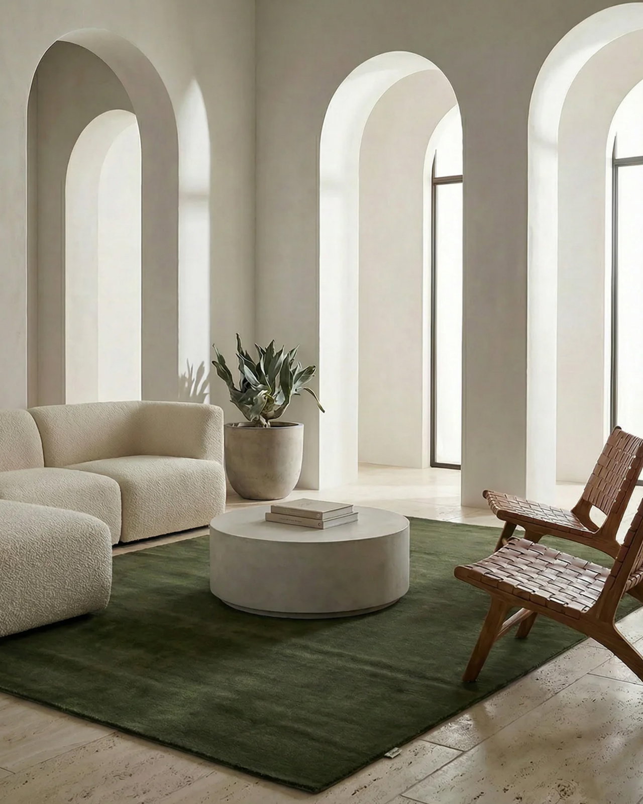 Solid vloerkleed forest green