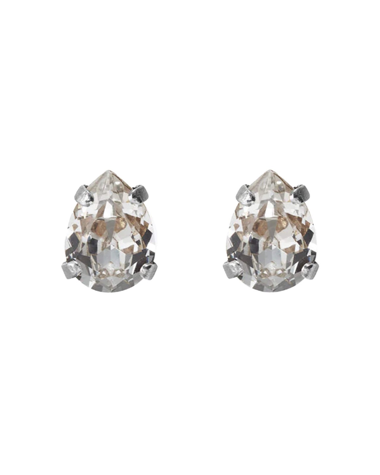 Super Petite Drop Stud Earrings Crystal Rhodium