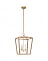 Darlana Wrapped Lantern Antique-Burnished Brass/Natural Rattan M
