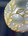 Lux Sparkling Leaves Bauble Gold 8cm