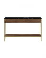 Erin console table brass walnut