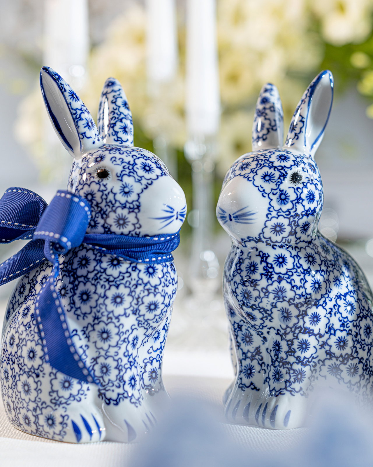 Estelle decoratiekonijn blauw/wit