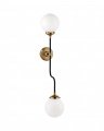 Bistro Double Wall Sconce Antique Brass/White Glass