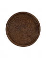 Cognac Serving Tray Round Rattan