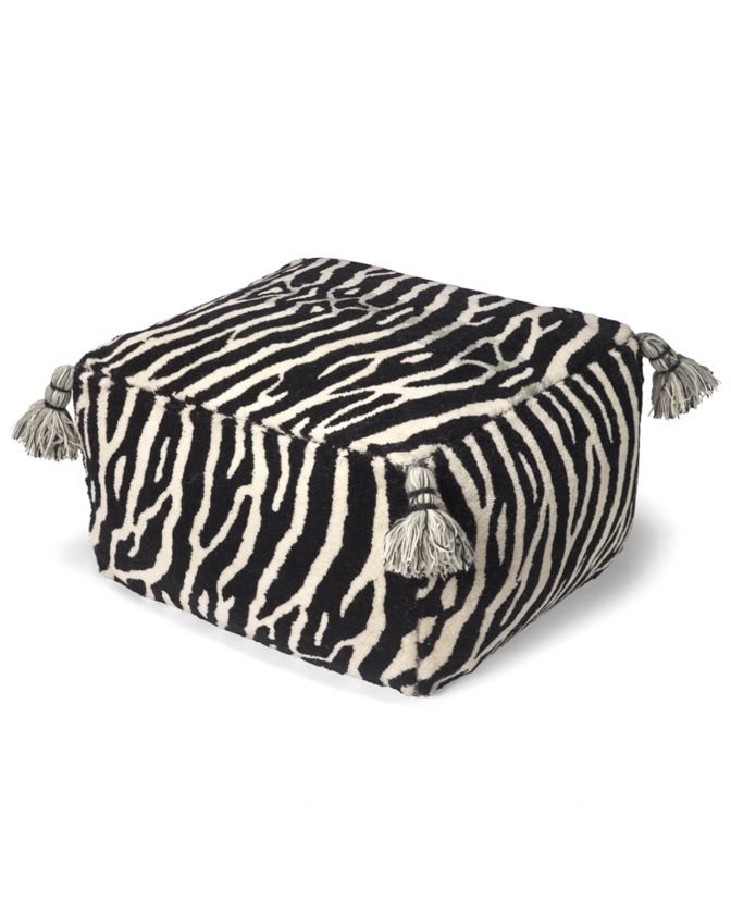Zebra sittepuff, svart/hvit