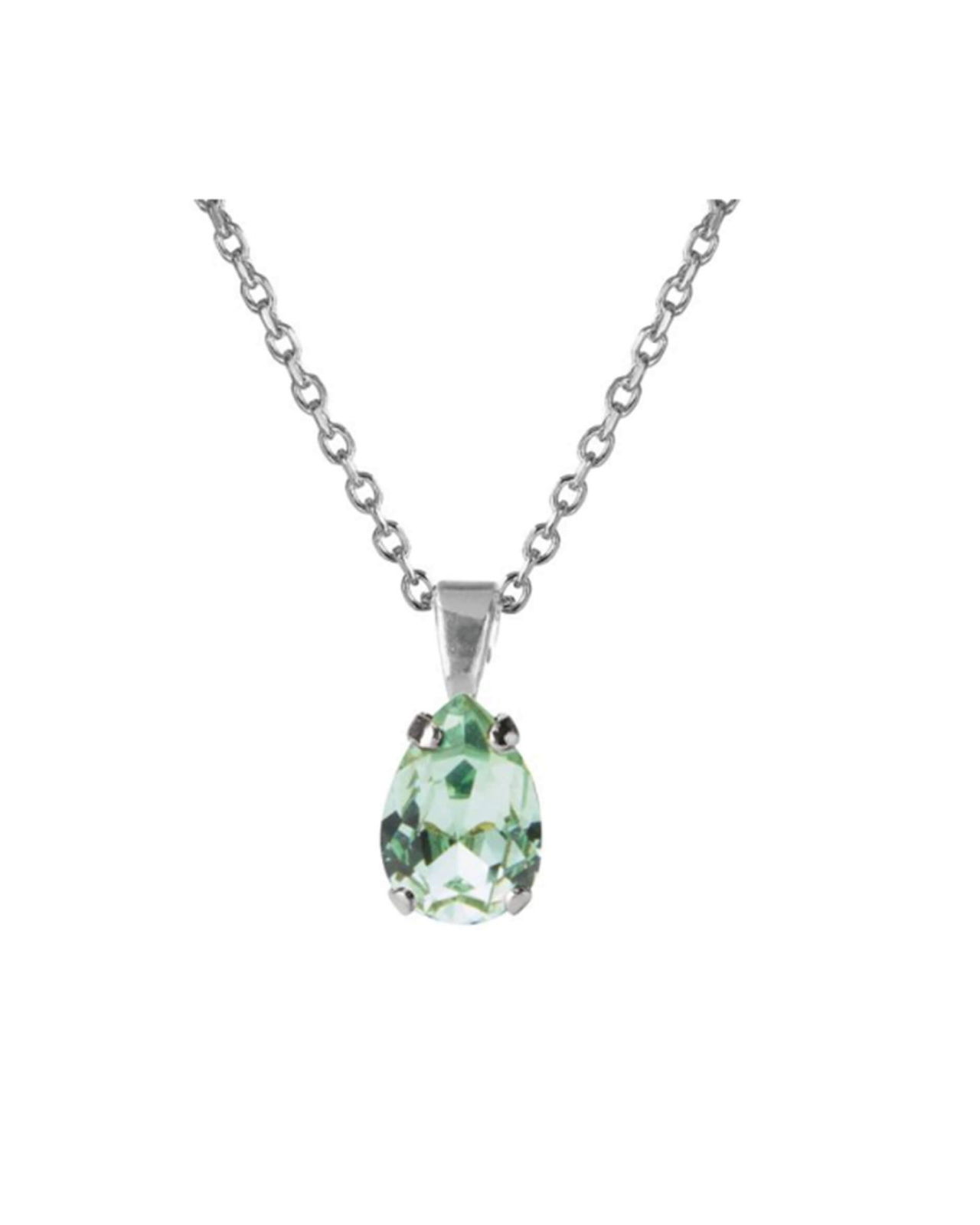 Petite Drop kaulakoru chrysolite rhodium