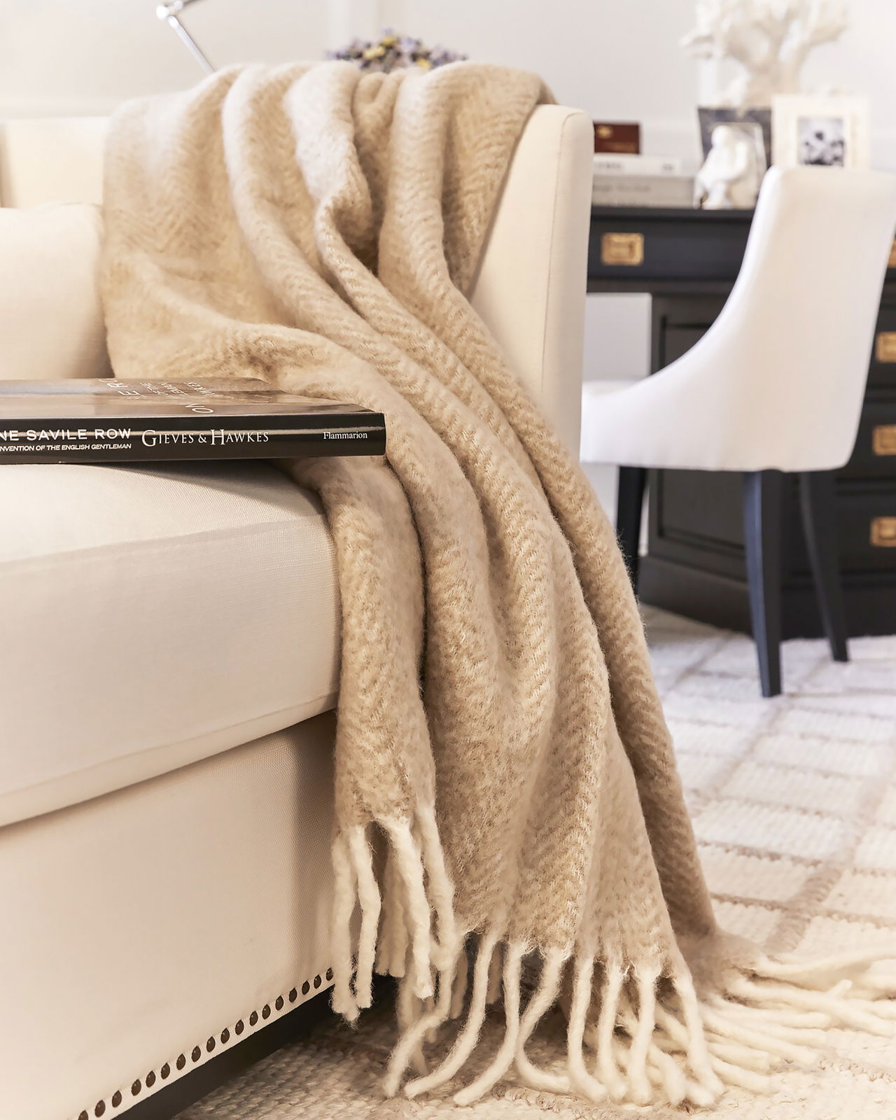 Savoie Herringbone Throw Sand