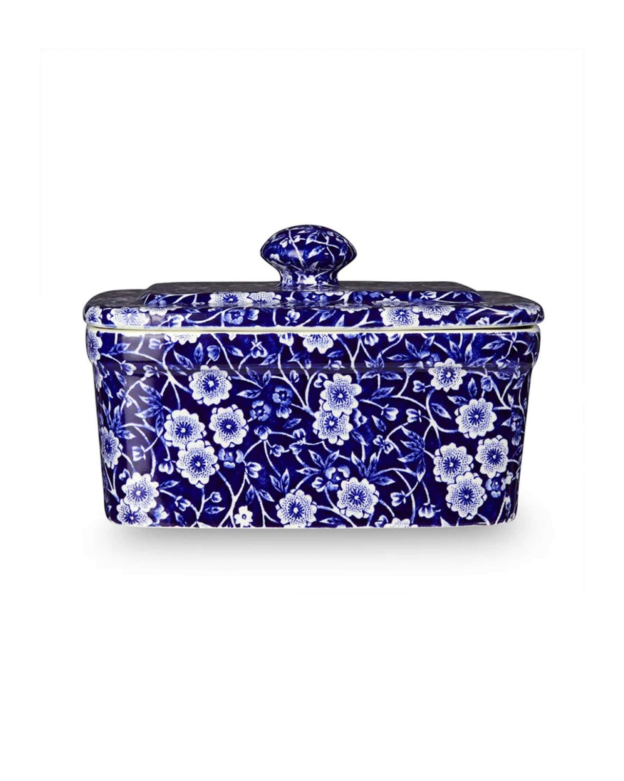 Blue Calico Butter Dish Blue/White
