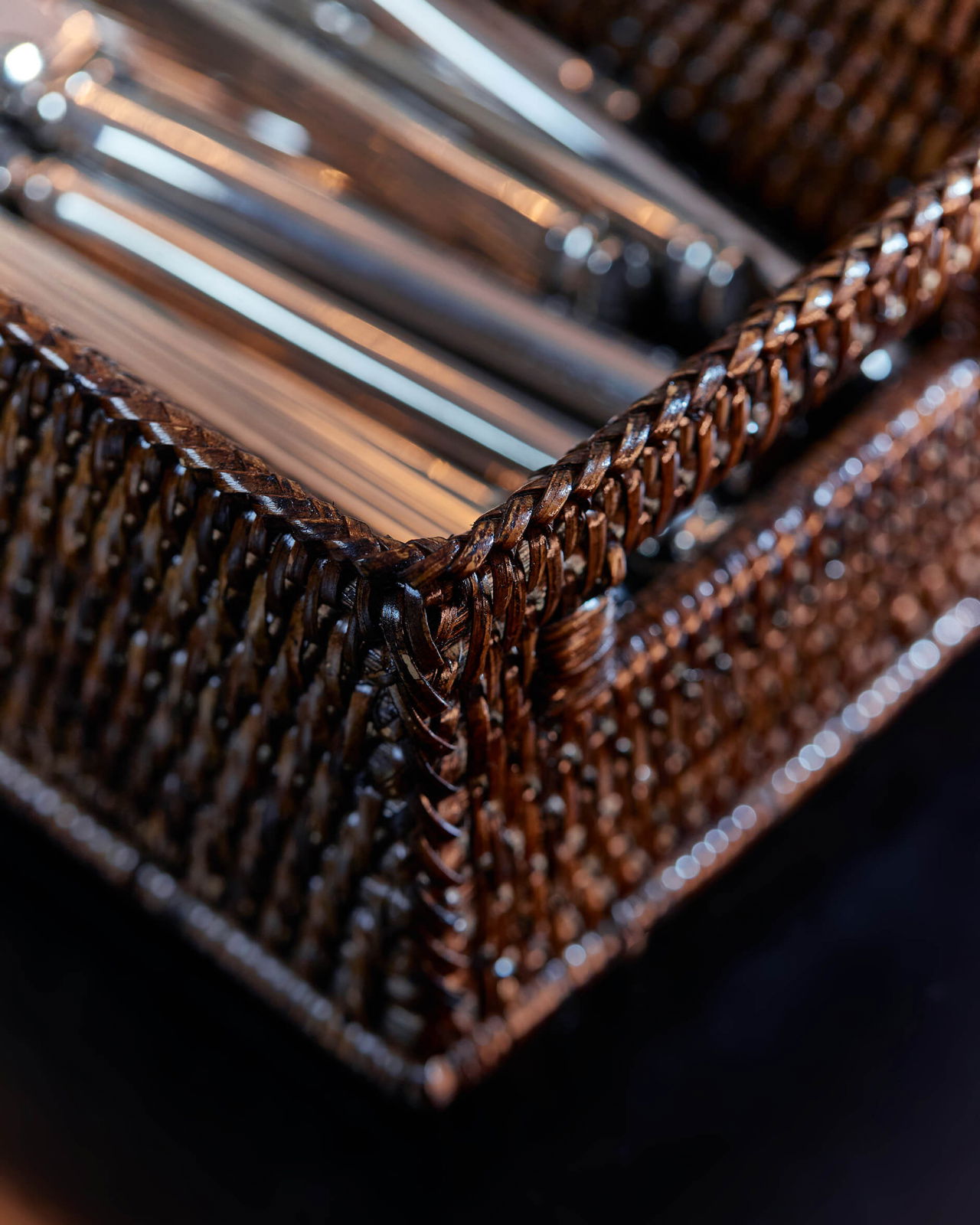 Cognac korg rektangulär rotting