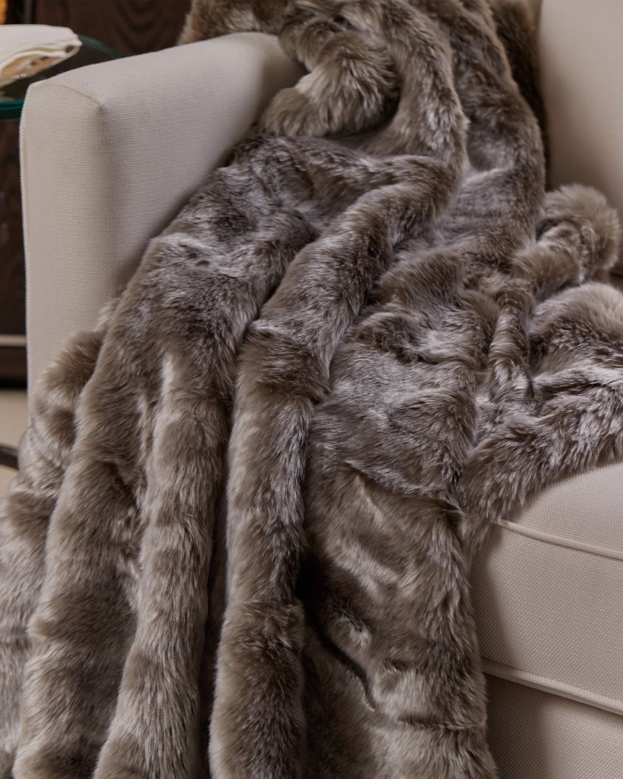 Silver fox faux online fur throw