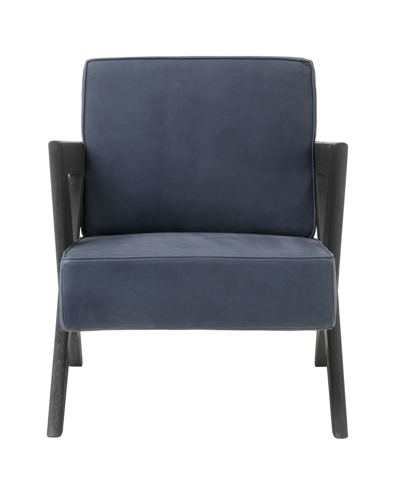 Felippe Leather Armchair Blue Nubuck