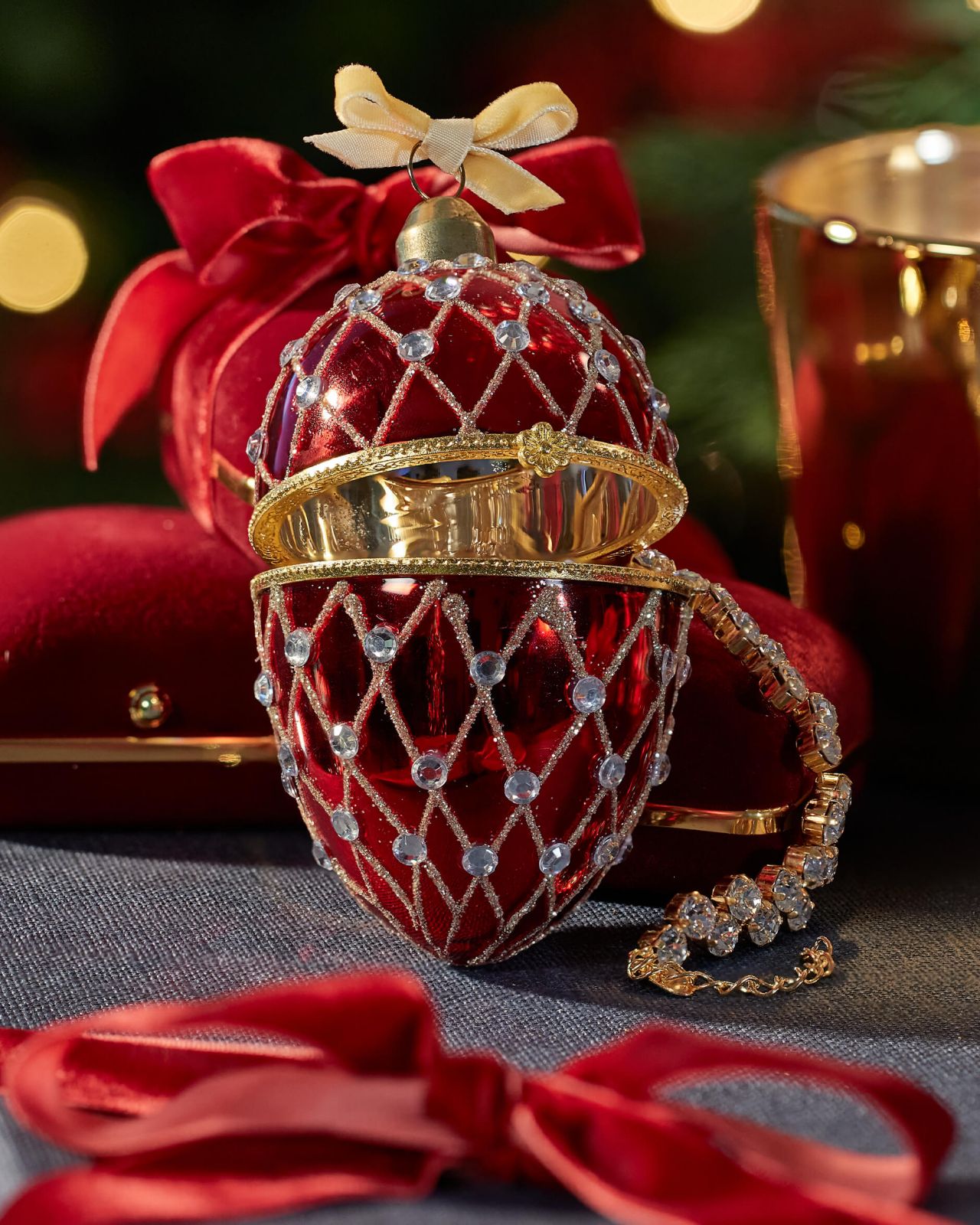 Dalton fabergéägg juldekoration röd