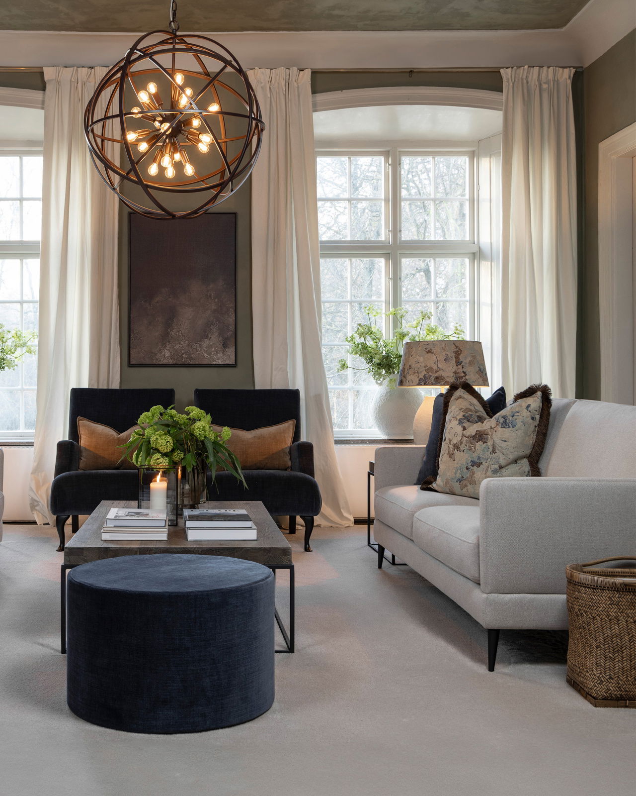 Rosewood putetrekk frynser blue flower