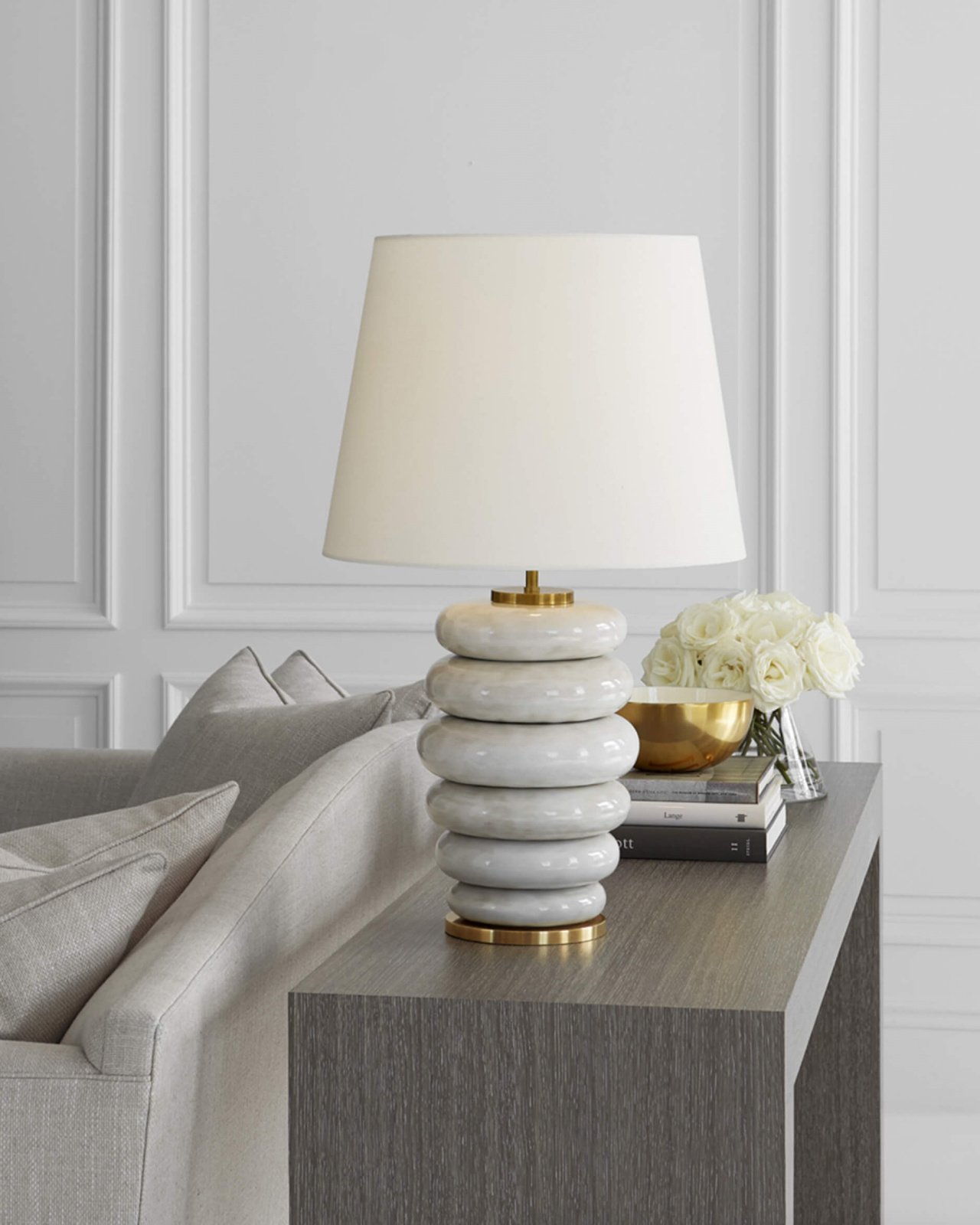 Phoebe Stacked Table Lamp Antiqued White