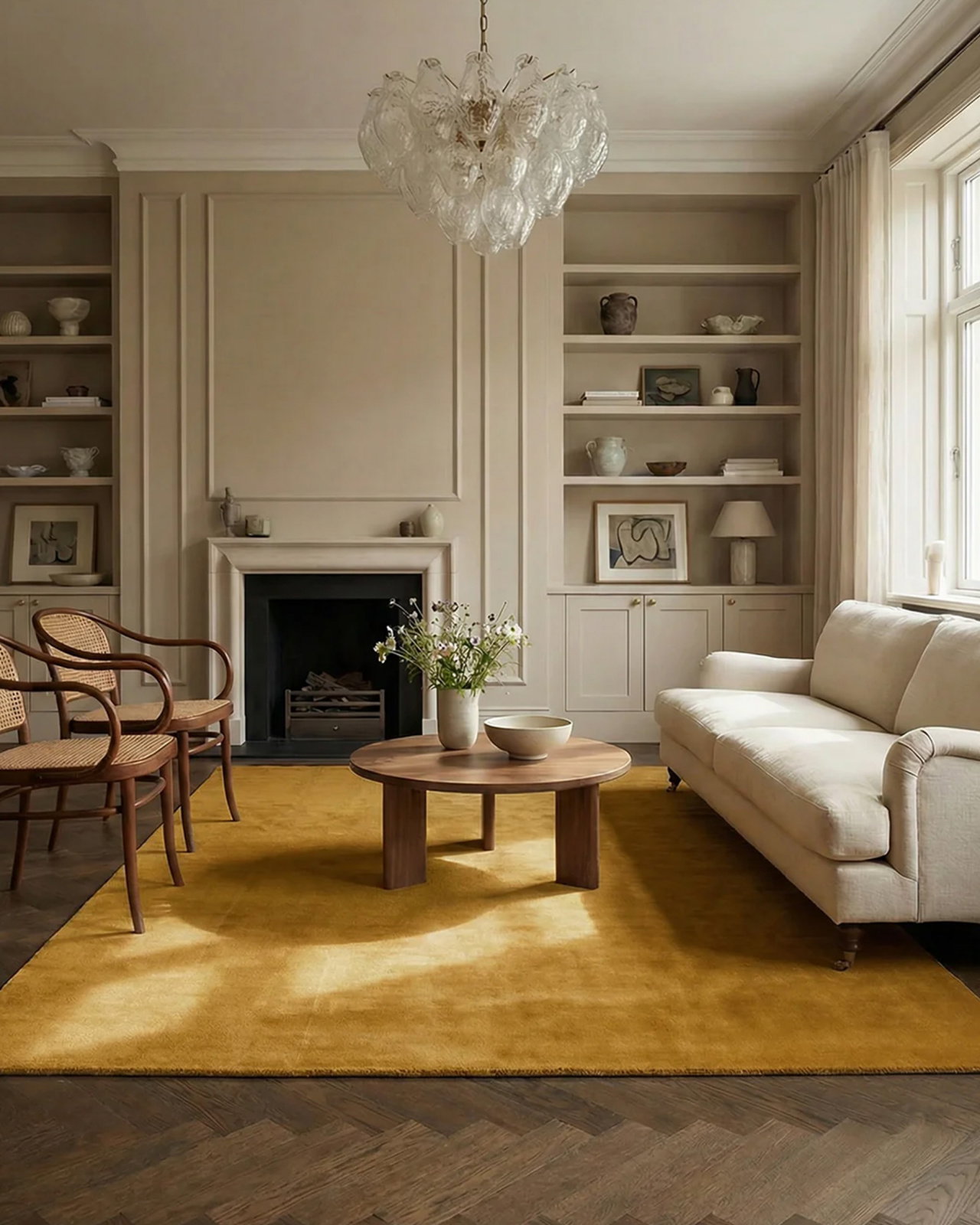 Solid vloerkleed oker