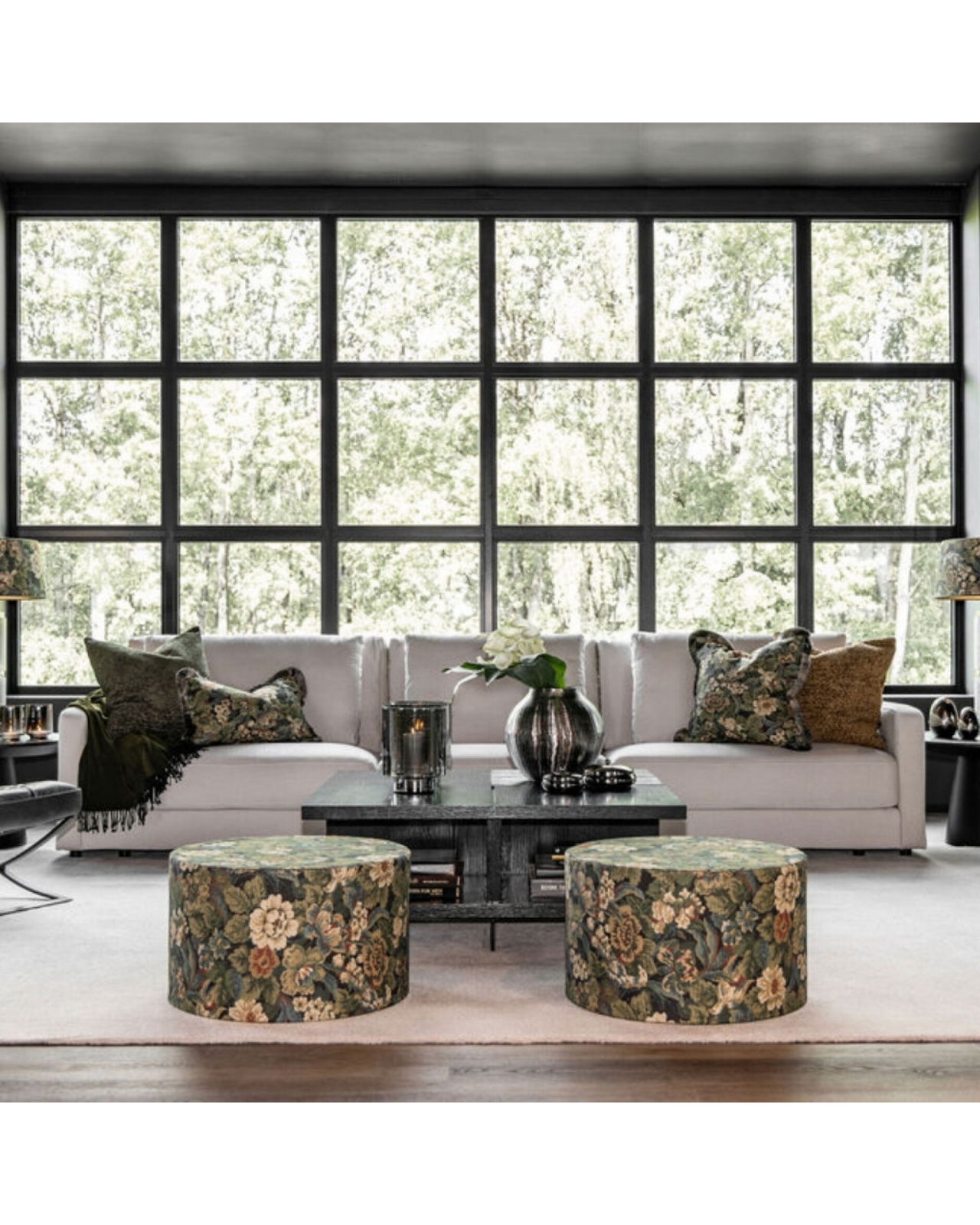 Ebonleaf Flower Cushion Cover Fringe Green