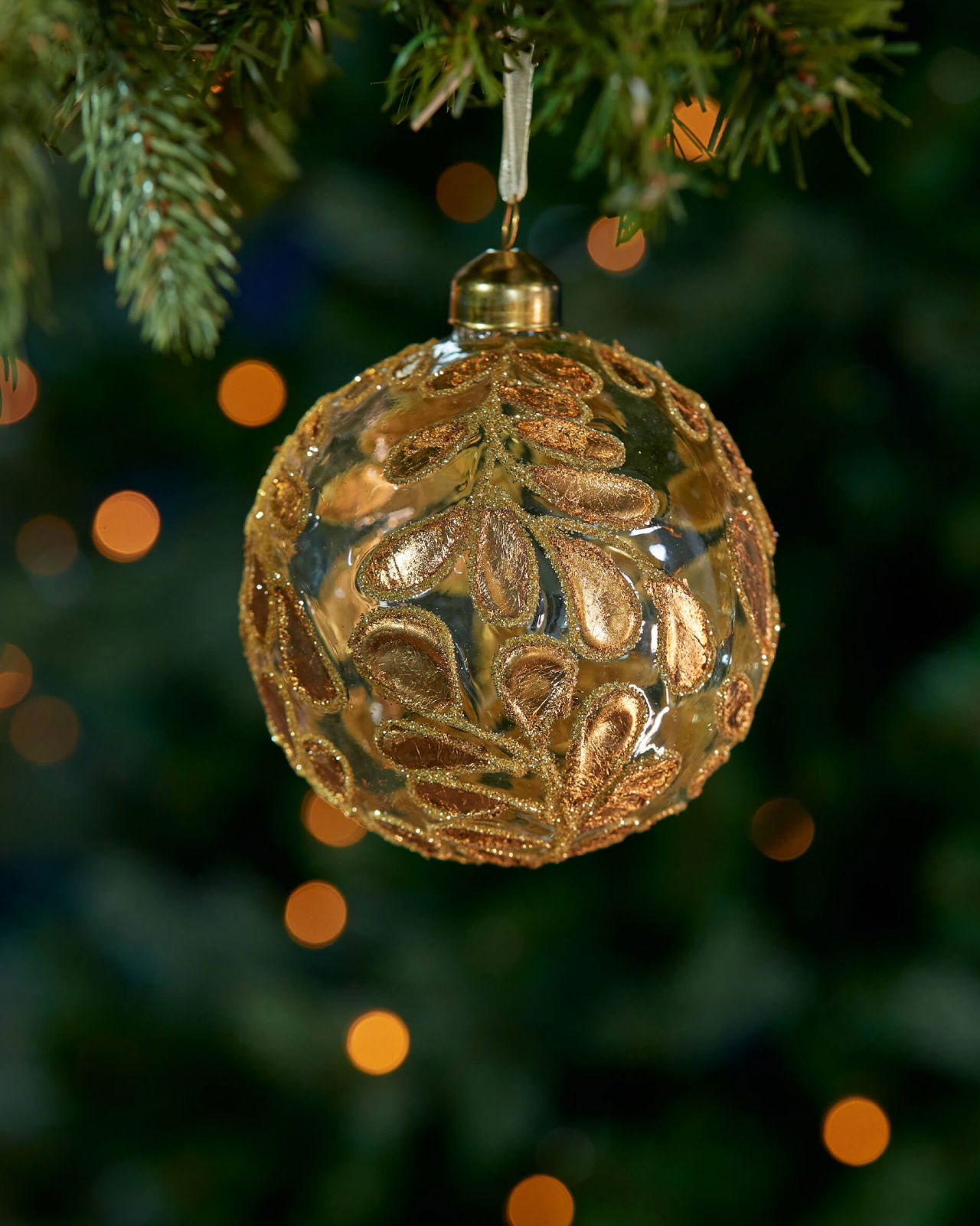 Golden Leaves Kerstbal Goud