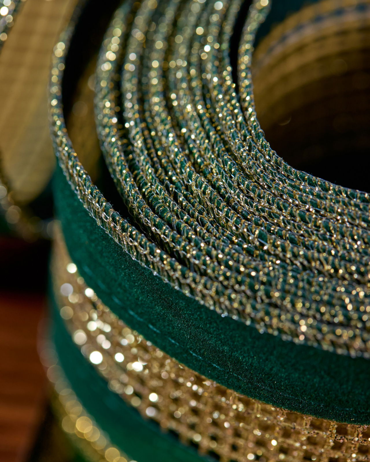 Eleanor textielband groen/goud 4,5m