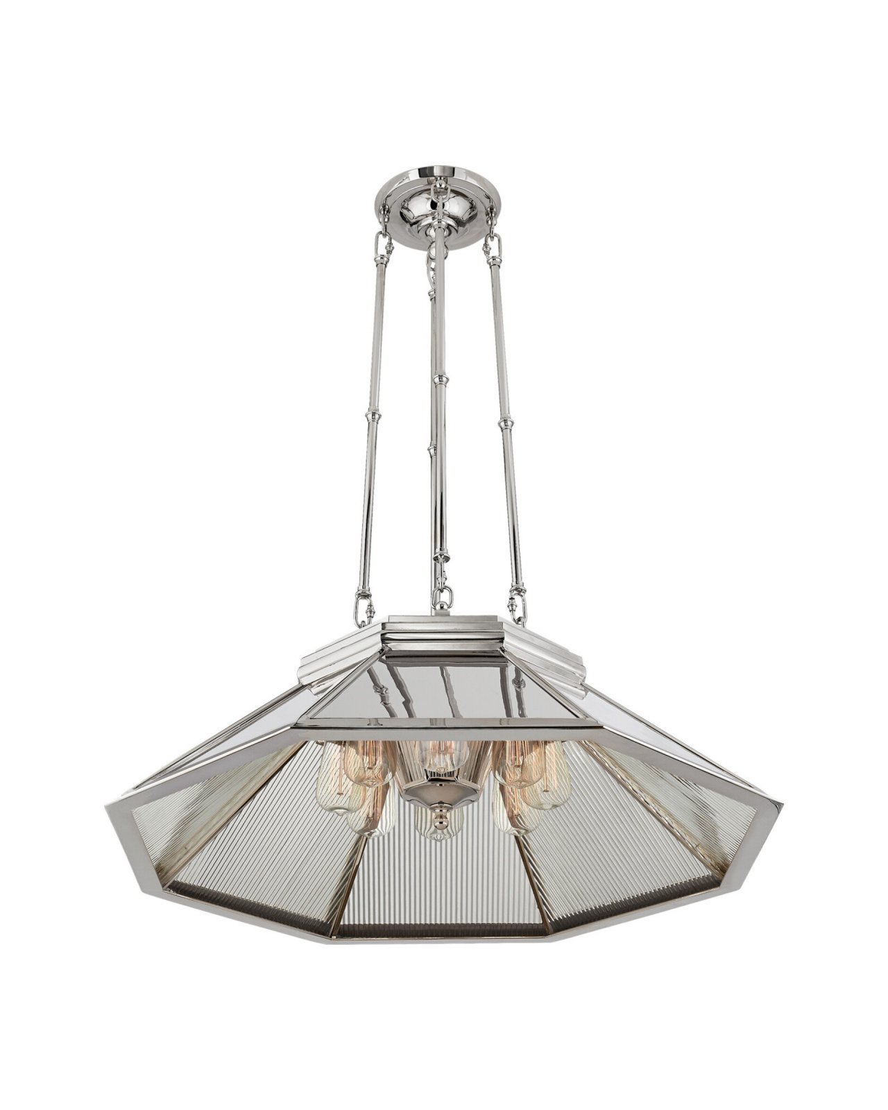 Rivington Eight-Paneled Chandelier Polished Nickel/Ribbed Mirror