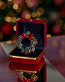 Rosette Christmas Wreath Napkin Ring Red
