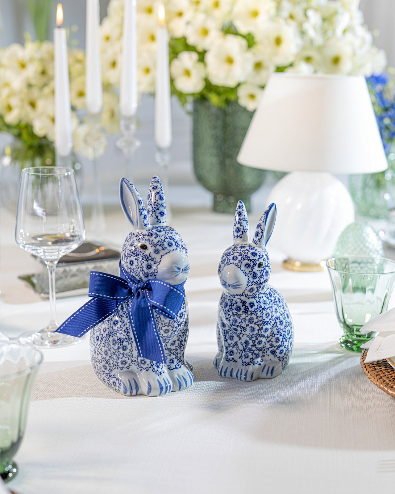 Estelle decoratiekonijn blauw/wit